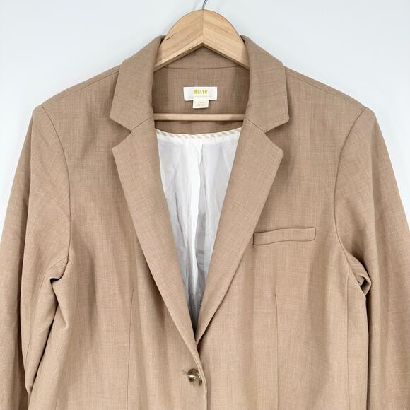Anthropologie Maeve The Bennet Twofer Blazer Striped Shirttail Hem Jacket Tan - Picture 6 of 16